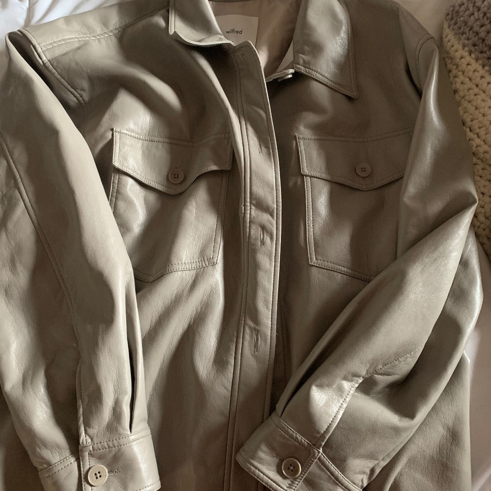 Aritzia Vegan Leather Shirt Jacket